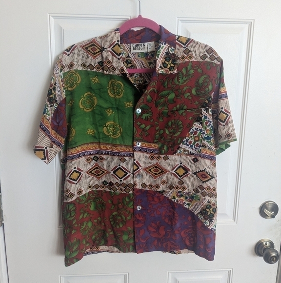 Vintage Chico's Patterned Silk Top - Picture 1 of 3